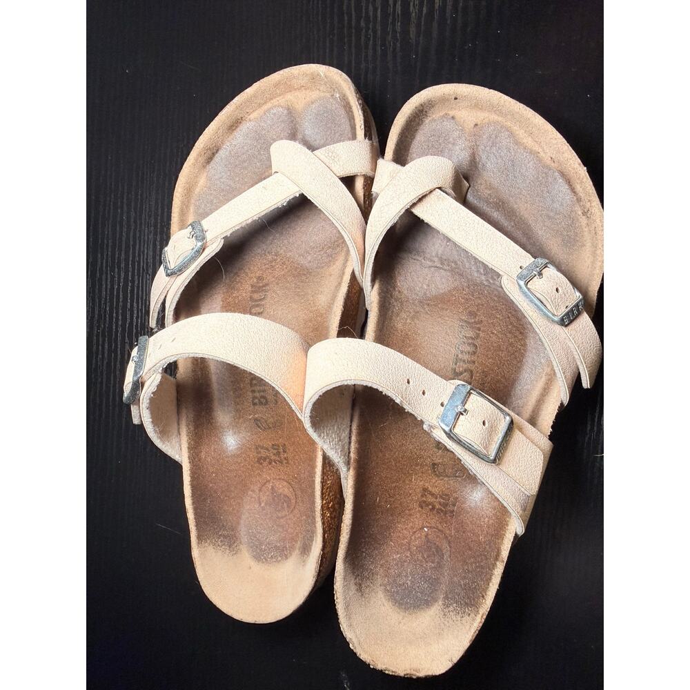 Birkenstock Mayari Sandals Women’s EU 37 US 6 Tan Nubuck Leather Double Strap